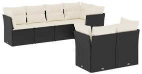 3249735 vidaXL Set canapele de grădină cu perne, 7 piese, negru, poliratan