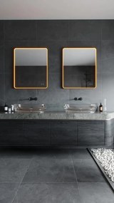 Oglinda baie cu iluminat LED MIRROR Bronz 76x91cm