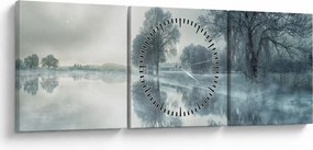 Tablou cu natura iarna (cu ceas) (90x30 cm)