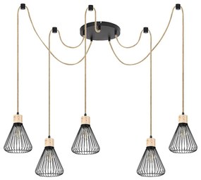 Lustra cu 5 pendule design industrial Farfalle negru