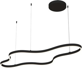 Lustra suspendata LED 95W, forma circulara fluida, negru 127x60cm