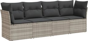vidaXL Set canapea de grădină cu perne, 4 piese, gri deschis poliratan