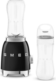 Blender Smeg PBF01BLEU, 300 W, 2 x 600 ml, 20 000–24 000 rpm, Baza antiderapanta, Fara BPA, Otel inoxidabil, Negru