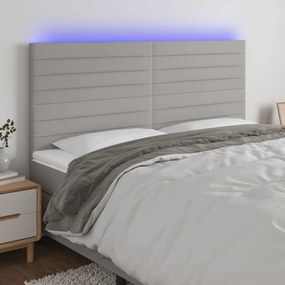 3122586 vidaXL Tăblie de pat cu LED, gri deschis, 200x5x118/128 cm, textil