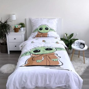 Lenjerie de pat pentru copii din bumbac pentru pat de o persoană 140x200 cm Star Wars Baby Yoda – Jerry Fabrics