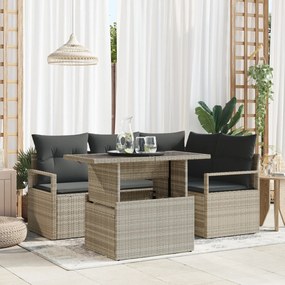 vidaXL Set de canapea de grădină 5 piese cu perne gri deschis