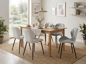 Scaun de dining MANGO din piele ecologica cu picioare negre, gri-alb