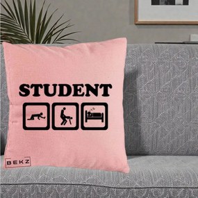 Perna Decorativa Student Life, 40x40 cm, Roz, Husa Detasabila, Perna Inclusa, BEKZ®
