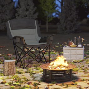 Outsunny Scaun de Camping Pliabil cu 2 Suporturi pentru Pahare și Buzunare Laterale, 99x71x103 cm, Gri | Aosom Romania