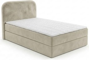 Pat tapițat boxspring FORENA 90x200 cm crem Saltea: Saltea cu arcuri Bonell