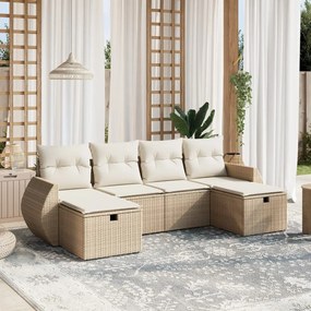 vidaXL Set canapele de grădină cu perne, 6 piese, bej, poliratan