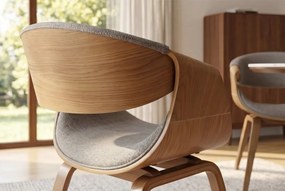 Scaun design scandinav, Lemn de frasin, textil gri texturat ORGANIC