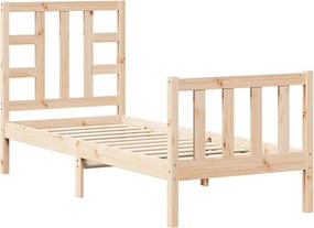 vidaXL Cadru de pat cu tăblie single mic, lemn masiv