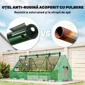 Outsunny Seră de Grădină cu 2 Ferestre Laterale și Fereastră Centrală Rulantă, din Oțel, PE și PP, 240x90x90 cm, Verde | Aosom Romania