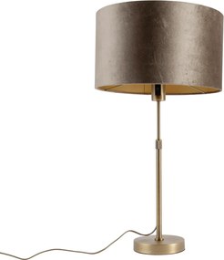 Lampă de masă bronz cu abajur de catifea maro 35cm - Parte