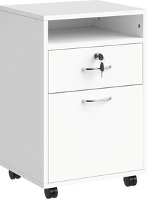 HOMCOM comoda din lemn, cu sertar, 40x35x60 cm, alb | Aosom Ro