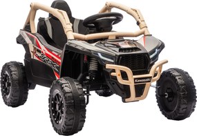 AIYAPLAY ATV Electric pentru Copii 3-8 Ani 12V cu Licență KAWASAKI, Motor Dublu, Telecomandă și Muzică, Galben | Aosom Romania