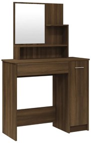 820495 vidaXL Masă de toaletă cu oglindă, stejar maro, 86,5x35x136 cm