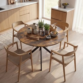 HOMCOM Masă rotundă pentru 4 persoane, masă de bucătărie în stil industrial cu picioare din oțel, pentru sufragerie, bucătărie, Maro rustic | Aosom Romania