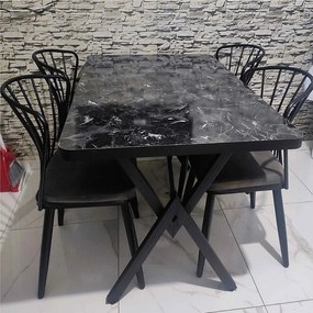 Masa bucatarie texturata, negru marmorat, 120x80x75 cm, A0102