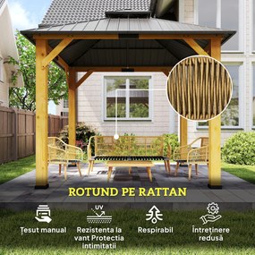 Outsunny Set de Mobilier de Grădină din 4 Piese cu Canapea, 2 Fotolii, Măsuță și Perne, 180x64x80 cm, Kaki | Aosom Romania