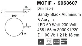 Lustra/Plafoniera LED dimabila design circular MOTIF Black 100cm