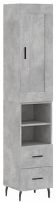 3200277 vidaXL Dulap înalt, gri beton, 34,5x34x180 cm, lemn prelucrat