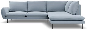 Coltar Vienna 6 locuri velvet picioare negre L275 cm