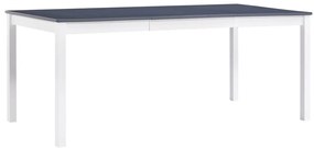 vidaXL Masă de bucătărie, alb și gri, 180 x 90 x 73 cm, lemn de pin