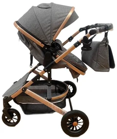Carucior 3 in 1 reversibil cu scoica auto si geanta, 0-36 luni, Gri - CPC-10-gri