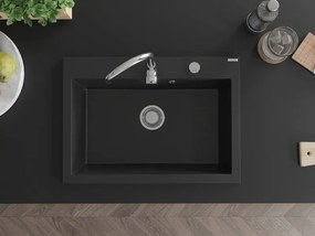 Mexen Elix chiuvetă granit 1-cameră 700 x 500 mm, negru, sifon crom - 6526701005-77