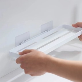 Raft pentru baie alb mat autoadeziv din oțel Film Hook – YAMAZAKI