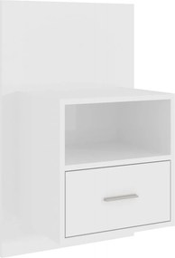vidaXL Noptieră de perete, alb extralucios