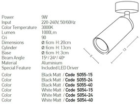 Spot LED aplicat directionabil design modern Likos 15 alb