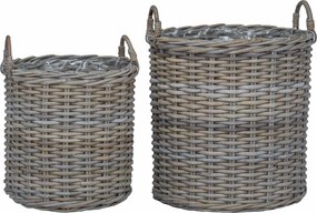 vidaXL Ghiveci coș cu depozitare 2 pcs Gri Ratan Lacak