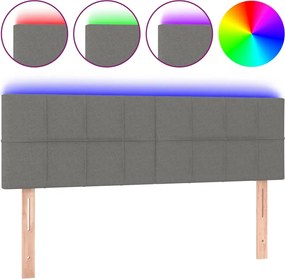 vidaXL Tăblie de pat cu LED, gri închis, 144x5x78/88 cm, textil