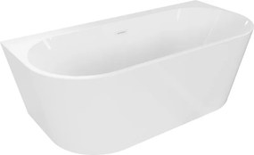 Mexen Oval+ cadă de baie independentă, lipită de perete, 170 x 80 cm, albă, preaplin alb - 52681708000-20