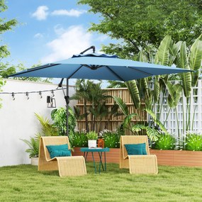 Outsunny Umbrelă de Soare Suspendată cu Rotire la 360°, Mâner cu Manivelă și Înclinare, 300x325x230 cm, Kaki | Aosom Romania