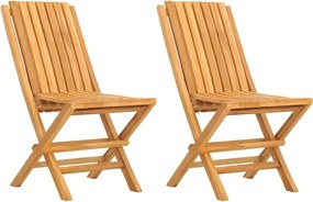 vidaXL Scaune de grădină pliante, 2 buc, 47x47x89 cm, lemn masiv tec