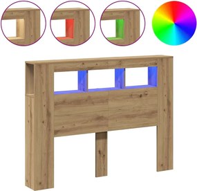 vidaXL Tăblie de pat cu LED, stejar artizanal, 140x18,5x103,5 cm, lemn