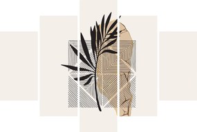 Tablou - Abstracție cu frunze tropicale N⁰1 (150x105 cm)