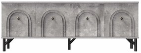 Comodă TV cu 4 uși, design elegant cu front arcuat 3D, 160x38x55,5 cm, Gri