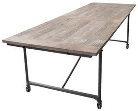 Masă extensibilă de dining în stil industrial, din lemn masiv și metal, „Tapestry X-Large”