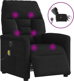 vidaXL Fotoliu de masaj rabatabil electric, negru, microfibră