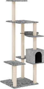 vidaXL Ansamblu pisici cu stâlpi din funie sisal, gri deschis, 142 cm