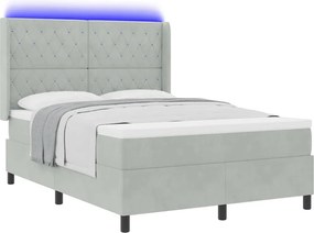 vidaXL Pat cu arcuri cu headboard Gri deschis 140 x 190 cm Catifea