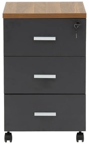 Comoda pe roti Oscar 3 sertare nuc - carbon 40x48x63cm