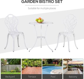 Outsunny Set de Gradina 3 Piese din Aluminiu cu 2 Scaune