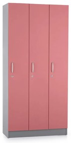 Dulap din lemn Visio LUX - 3 compartimente, 90 x 42 x 190 cm, roz