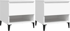vidaXL Mese laterale, 2 buc., alb, 50x46x50 cm, lemn compozit